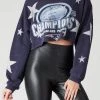 FURST OF A KIND VINTAGE MIXED STAR PATCH CROPPED SWEATSHIRT VINTAGE NFL