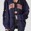 FURST OF A KIND VINTAGE RIPPED STUDDED ZIP UP HOODIE