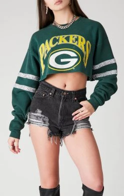 FURST OF A KIND VINTAGE RHINESTONE HOOP CROPPED SWEATSHIRT VINTAGE NFL