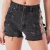 FURST OF A KIND VINTAGE CRISS CROSS SIDE CHAIN BLACK DENIM SHORTS FESTIVAL 2 FURST OF A KIND VINTAGE CRISS CROSS SIDE CHAIN BLACK DENIM SHORTS FESTIVAL