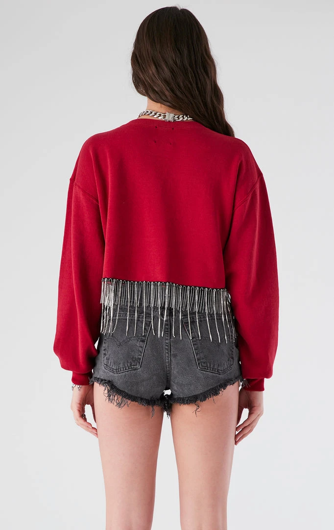 FURST OF A KIND VINTAGE CURVED HEM RHINESTONE FRINGE SWEATSHIRT 5 FURST OF A KIND VINTAGE CURVED HEM RHINESTONE FRINGE SWEATSHIRT