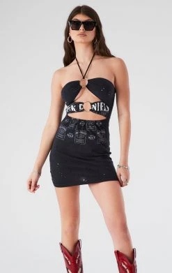 FURST OF A KIND VINTAGE DOUBLE RING CUT OUT HALTER DRESS FESTIVAL