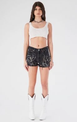FURST OF A KIND VINTAGE CHAIN AND PIN DRAPE DENIM SHORTS FESTIVAL