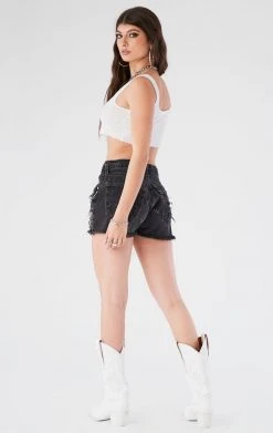 FURST OF A KIND VINTAGE CHAIN AND PIN DRAPE DENIM SHORTS FESTIVAL