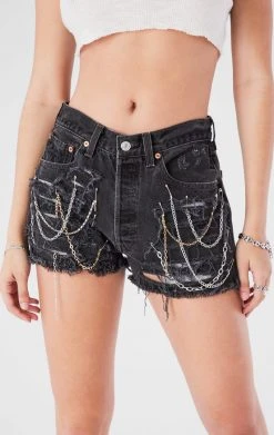 FURST OF A KIND VINTAGE CHAIN AND PIN DRAPE DENIM SHORTS FESTIVAL