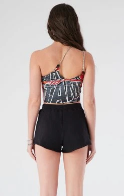 FURST OF A KIND VINTAGE ONE SHOULDER DOUBLE CHAIN SHORT SET