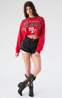 FURST OF A KIND VINTAGE MULTI STUD CROPPED SWEATSHIRT