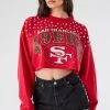 FURST OF A KIND VINTAGE MULTI STUD CROPPED SWEATSHIRT
