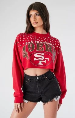 FURST OF A KIND VINTAGE MULTI STUD CROPPED SWEATSHIRT