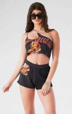 FURST OF A KIND VINTAGE ONE SHOULDER DOUBLE CHAIN SHORT SET FESTIVAL
