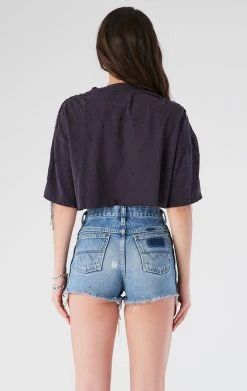 FURST OF A KIND VINTAGE RHINESTONE FRINGE SLEEVE CROP TEE 7 FURST OF A KIND VINTAGE RHINESTONE FRINGE SLEEVE CROP TEE