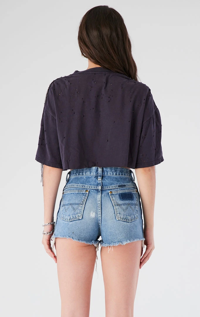 FURST OF A KIND VINTAGE RHINESTONE FRINGE SLEEVE CROP TEE 5 FURST OF A KIND VINTAGE RHINESTONE FRINGE SLEEVE CROP TEE