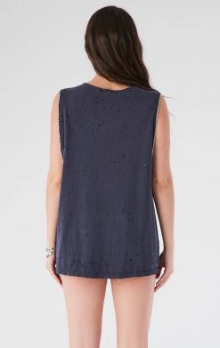 FURST OF A KIND VINTAGE SPORTS VINTAGE CRISS CROSS RHINESTONE SLEEVELESS TEE