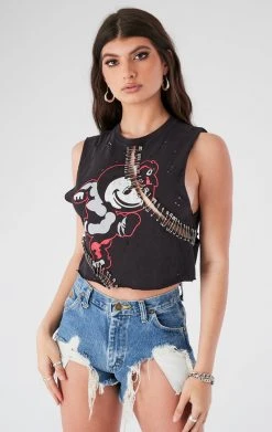 FURST OF A KIND VINTAGE CURVED SAFETY PIN CROPPED SLEEVELESS TEE 6 FURST OF A KIND VINTAGE CURVED SAFETY PIN CROPPED SLEEVELESS TEE