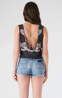 FURST OF A KIND VINTAGE CHAINS VINTAGE CHAIN OVERLAY CUTOUT BACK SLEEVELESS TEE
