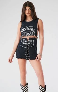 FURST OF A KIND VINTAGE SAFETY PIN LADDER FRONT SLEEVELESS TEE