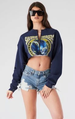 FURST OF A KIND VINTAGE NFL VINTAGE ZIP CROPPED SWEATSHIRT