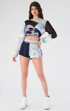 FURST OF A KIND VINTAGE MIXED MEDIA LONG SLEEVE TOP AND SHORT SET