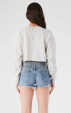 FURST OF A KIND VINTAGE RHINESTONE FRINGE VINTAGE CURVED HEM RHINESTONE FRINGE SWEATSHIRT