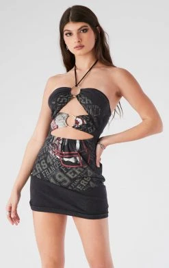 FURST OF A KIND VINTAGE DRESSES VINTAGE DOUBLE RING CUT OUT HALTER DRESS