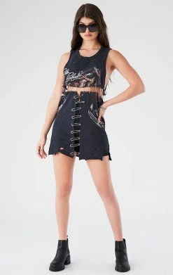 FURST OF A KIND VINTAGE SAFETY PIN LADDER FRONT SLEEVELESS TEE