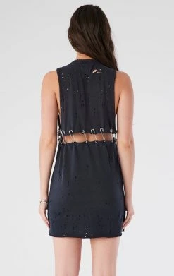 FURST OF A KIND VINTAGE SAFETY PIN LADDER FRONT SLEEVELESS TEE