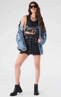 FURST OF A KIND VINTAGE SAFETY PIN LADDER FRONT SLEEVELESS TEE