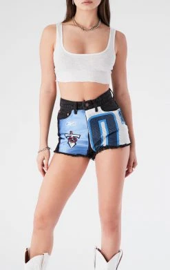 FURST OF A KIND VINTAGE JERSEY PATCH DENIM SHORTS
