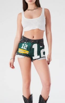 FURST OF A KIND VINTAGE JERSEY PATCH DENIM SHORTS VINTAGE DENIM SHORTS