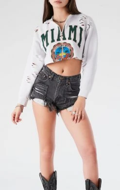FURST OF A KIND VINTAGE COLLEGE VINTAGE ZIP CROPPED SWEATSHIRT