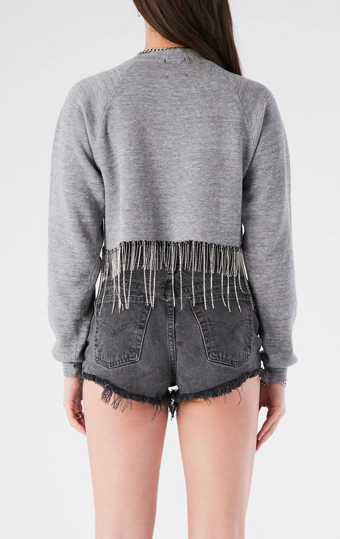 FURST OF A KIND VINTAGE CURVED HEM RHINESTONE FRINGE SWEATSHIRT VINTAGE RHINESTONE FRINGE 4 FURST OF A KIND VINTAGE CURVED HEM RHINESTONE FRINGE SWEATSHIRT VINTAGE RHINESTONE FRINGE