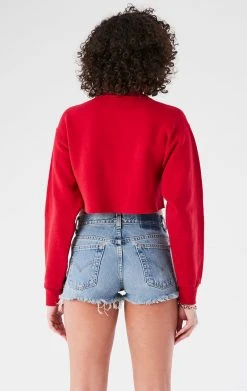 FURST OF A KIND VINTAGE CHAINS VINTAGE CHAIN LACE UP CROP SWEATSHIRT