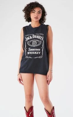 FURST OF A KIND VINTAGE CHAIN TRIM SLEEVELESS TEE VINTAGE CHAINS