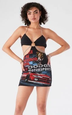 FURST OF A KIND VINTAGE CUT OUT CHAIN HALTER DRESS