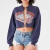 FURST OF A KIND VINTAGE CHAIN LACE UP CROP SWEATSHIRT