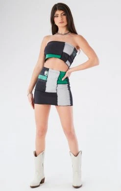 FURST OF A KIND VINTAGE SPORTS VINTAGE SPLICED TUBE TOP AND SKIRT SET