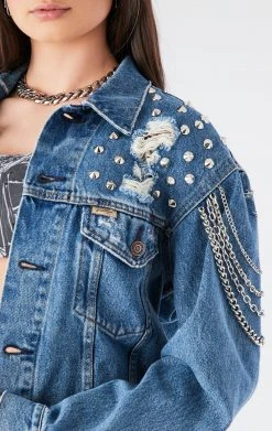 FURST OF A KIND VINTAGE DRAPE CHAIN STUDDED DENIM JACKET FESTIVAL 15 FURST OF A KIND VINTAGE DRAPE CHAIN STUDDED DENIM JACKET FESTIVAL