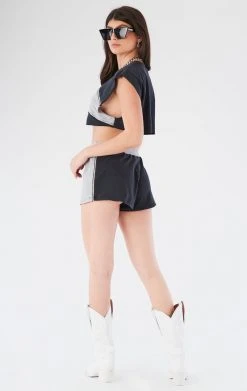 FURST OF A KIND VINTAGE DRINKS VINTAGE MIXED MEDIA TOP AND SHORT SET