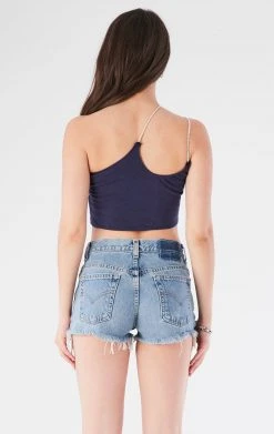 FURST OF A KIND VINTAGE SPORTS VINTAGE ONE SHOULDER DOUBLE RHINESTONE STRAP TANK