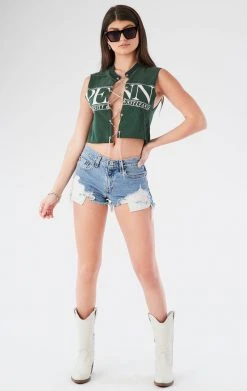 FURST OF A KIND VINTAGE CHAIN LACE UP SLEEVELESS TEE VINTAGE CHAINS