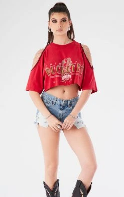 FURST OF A KIND VINTAGE SHOULDER CUT OUT CHAIN TEE