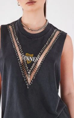 FURST OF A KIND VINTAGE PINS VINTAGE V SAFETY PIN SLEEVELESS TEE 8 FURST OF A KIND VINTAGE PINS VINTAGE V SAFETY PIN SLEEVELESS TEE