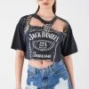 FURST OF A KIND FESTIVAL VINTAGE CUT OUT PIN AND STUD CROPPED TEE