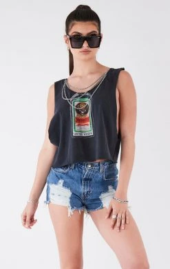 FURST OF A KIND VINTAGE CHAINS VINTAGE CHAIN OVERLAY CUTOUT BACK SLEEVELESS TEE