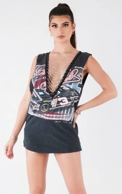 FURST OF A KIND VINTAGE DEEP V CHAIN SLEEVELESS TEE VINTAGE CHAINS