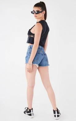 FURST OF A KIND VINTAGE CURVED SAFETY PIN CROPPED SLEEVELESS TEE