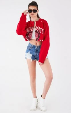 FURST OF A KIND VINTAGE ZIP CROPPED SWEATSHIRT VINTAGE COLLEGE
