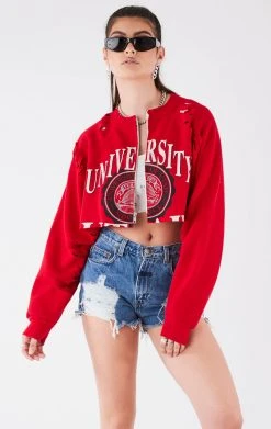 FURST OF A KIND VINTAGE ZIP CROPPED SWEATSHIRT VINTAGE COLLEGE