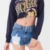 FURST OF A KIND VINTAGE CHAIN LACE UP CROP SWEATSHIRT