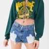 FURST OF A KIND VINTAGE CHAIN LACE UP CROP SWEATSHIRT